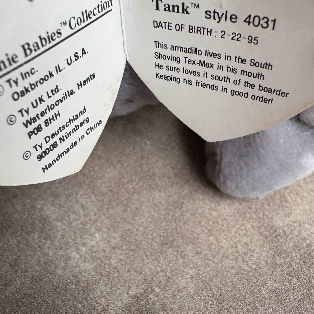 Ty Beanie Babies Tank the armadillo - Picture 6 of 6